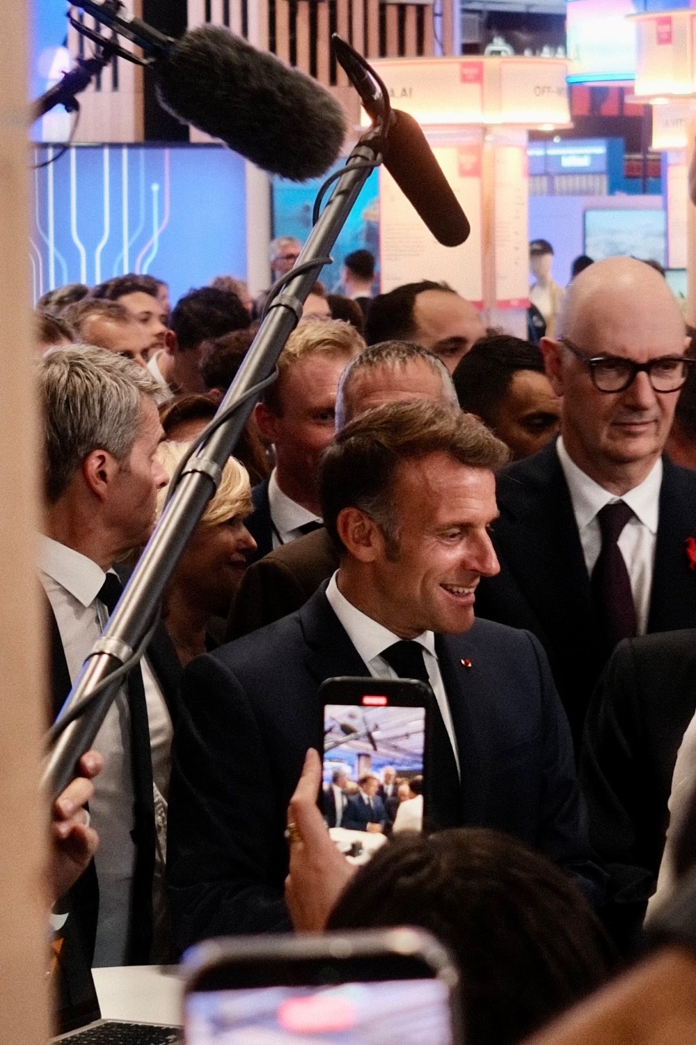 The French president, from a respectable distance